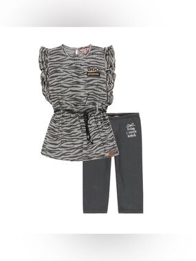Girls' Gray Zebra Tunic & Legging Set